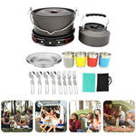 22pcs/ Set Aluminum Alloy Cooking Kits Utensils Picnic Pot Camping