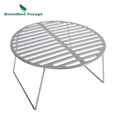 Boundless Voyage Folding Campfire Grill Titanium Round BBQ Grill Net