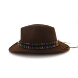 Fashion Men Women Western Cowboy Hat With Cow Head Band Wide Brim Hat