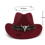 Fashion Men Women Western Cowboy Hat With Cow Head Band Wide Brim Hat