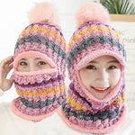 Female Warm Beanie Hat Riding Snow Caps Winter Women Knitted Hat Scarf