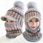 Female Warm Beanie Hat Riding Snow Caps Winter Women Knitted Hat Scarf