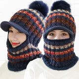 Female Warm Beanie Hat Riding Snow Caps Winter Women Knitted Hat Scarf