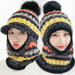 Female Warm Beanie Hat Riding Snow Caps Winter Women Knitted Hat Scarf