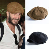 Men Newsboy Cap Herringbone Baker Boy Cabbie Flat Hat Retro Newsboy