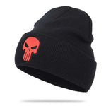 New High Quality Skull Embroidery Black Knit Beanie The Punisher