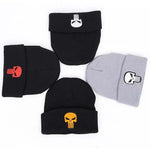 New High Quality Skull Embroidery Black Knit Beanie The Punisher