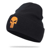 New High Quality Skull Embroidery Black Knit Beanie The Punisher