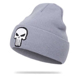 New High Quality Skull Embroidery Black Knit Beanie The Punisher