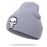 New High Quality Skull Embroidery Black Knit Beanie The Punisher