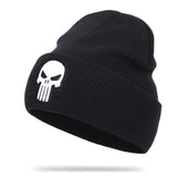 New High Quality Skull Embroidery Black Knit Beanie The Punisher