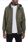 HOODIE SATIN BOMBER- OLIVE