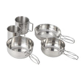 Stainless Steel Bowl Cups Set Camping Tableware Picnic Cookware