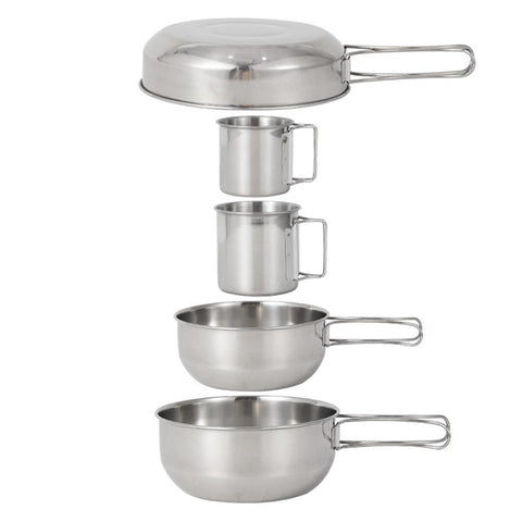 Stainless Steel Bowl Cups Set Camping Tableware Picnic Cookware