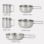 Stainless Steel Bowl Cups Set Camping Tableware Picnic Cookware